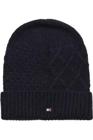 Tommy Hilfiger Th Flag Cable Knit Beanie Navy
