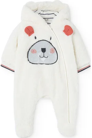 Boboli Play Suit Fur For Baby Hooded White