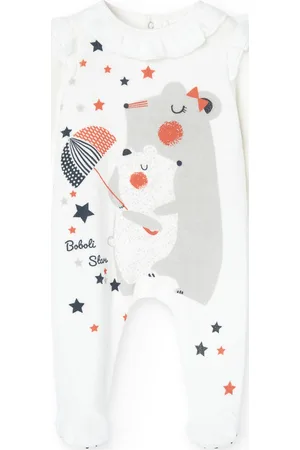 Boboli Velour Play Suit For Baby Girl -Bci White