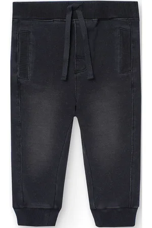 Boboli Fleece Denim Trousers For Baby Boy -Bci Black