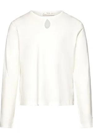 MANGO Long Sleeve Cotton T-Shirt White