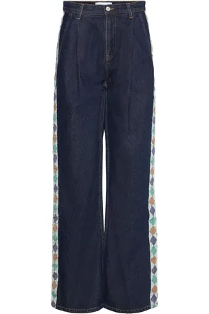 Bobo Choses Embroidered Denim Pleated Jeans Navy