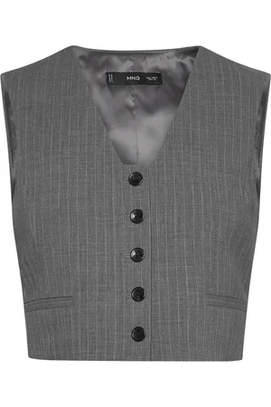 MANGO Pinstriped Suit Waistcoat Grey