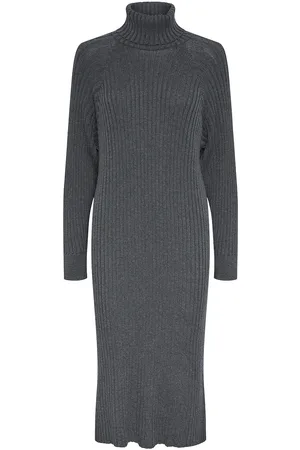 Y.A.S Mavi Knit Midi Rollneck Dress S. Noos Grey