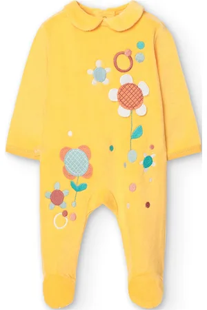 Boboli Velour Play Suit For Baby Girl -Bci Yellow