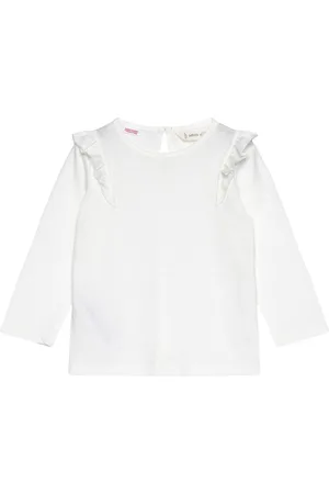 MANGO Long -Sleeved T-Shirt With Ruffles White