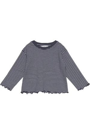 MANGO Striped Cotton T-Shirt Navy