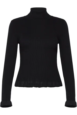 Norr Sherry Frill Knit Top Black