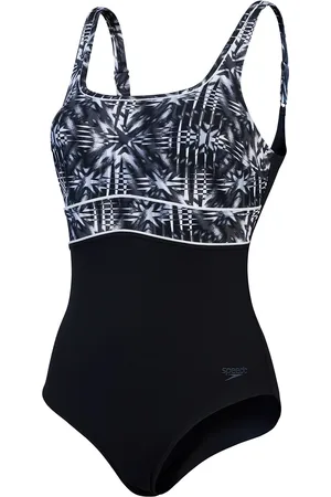 Speedo Womens Shaping Contoureclipse Printed Swimsuit Black