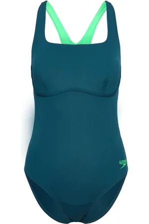 Speedo Womens Flex Band Swimsuit With Built In Swim Bra Green