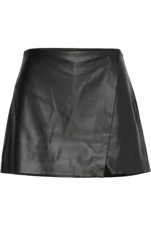 MANGO Leather-Effect Culottes Black