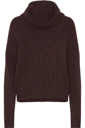 Ralph Lauren Cable-Knit Wool-Blend Turtleneck Sweater Brown