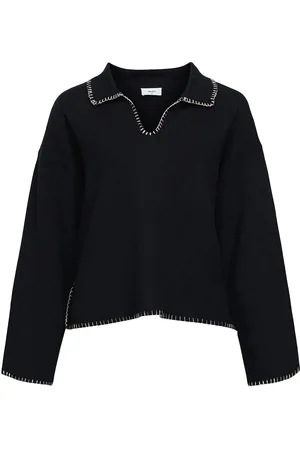 Object Objreynard Ls V-Neck Stich Pullover Div Black