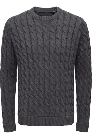 Only & Sons Onskicker Life Reg 3 Cable Crew Knit Grey