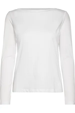 MANGO Long-Sleeved Boat-Neck T-Shirt White