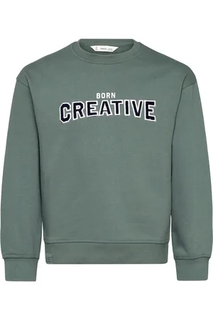 MANGO Embroidered Detail Cotton Sweatshirt Green
