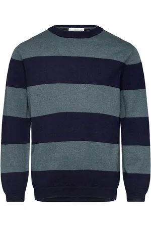 MANGO Knit Striped Sweater Navy