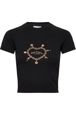 Juicy Couture Chain Heart Shurnken T-Shirt Black