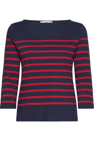 MANGO Striped Boat-Neck T-Shirt Navy
