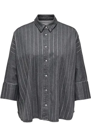 ONLY Cargrace Rhinest Dnm Shirt Azg Grey