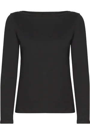 MANGO Long-Sleeved Boat-Neck T-Shirt Black