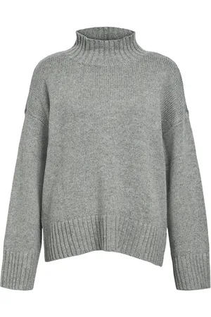 Object Objagnes Lo Ls H.neck Knit Pullover Noos Grey