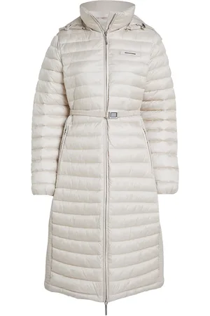Calvin Klein Lw Padded Smocking Midi Coat Cream