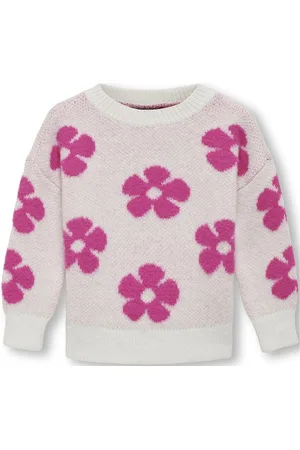 ONLY Kmgnaja L/S Flower Pullover Knt White