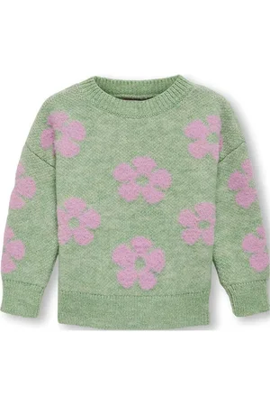 ONLY Kmgnaja L/S Flower Pullover Knt Green