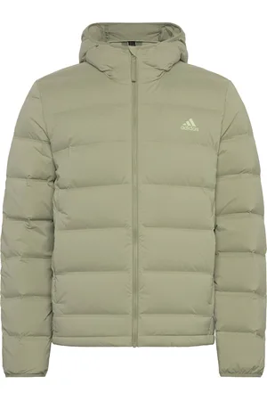 adidas Helionic Stretch Hooded Down Jacket Green