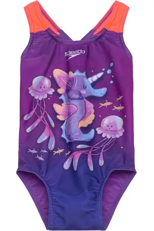 Speedo Girls Digital Printed Swimsuit Purple