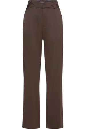 Ahlvar Gallery Ava Satin Silk Trousers Brown