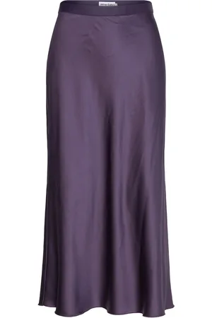 Ahlvar Gallery Hana Satin Silk Skirt Purple