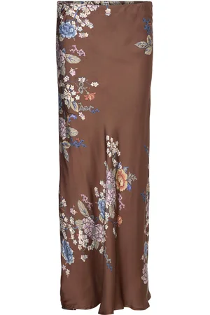 by Ti Mo Satin Maxi Skirt Brown