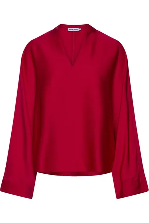 Ahlvar Gallery Nina V-Neck Silk Blouse Red