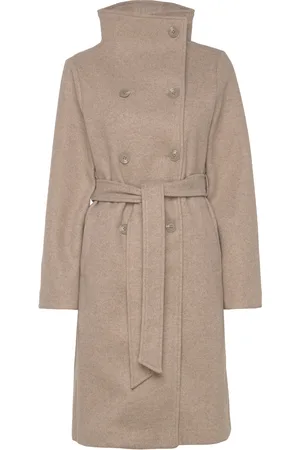 BUBBLEROOM High Neck Midi Coat Beige