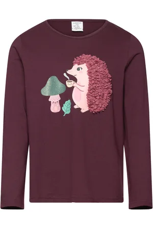 Lindex Top L S Playful Applique Burgundy