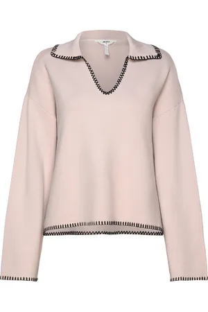 Object Objreynard Ls V-Neck Stich Pullover Div Pink