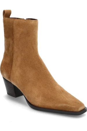 MANGO Heel Suede Ankle Boot Brown