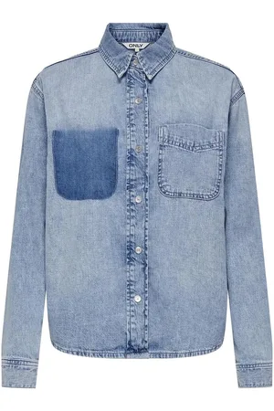 ONLY Onlcatania Ls Fade Pocket Dnm Shirt Soo Blue