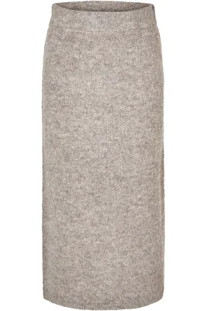 SELECTED Slfgabella Hw Midi Knit Skirt Grey