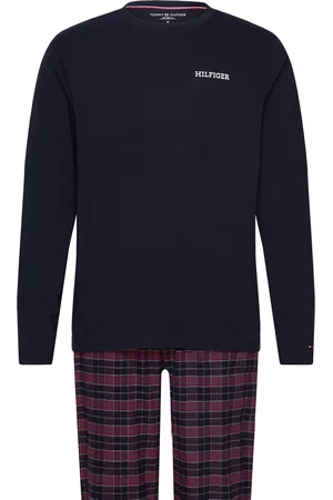 Tommy Hilfiger Ls Flannel Pj Set Print Navy