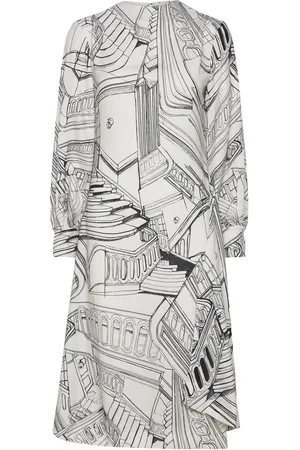 STINE GOYA Shoulder Pleated Long Dress, 2255 C Cream