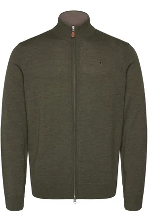 Morris Merino Zip Cardigan Khaki