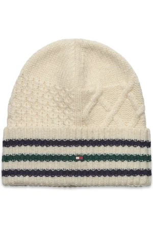 Tommy Hilfiger Th Flag Cable Knit Beanie Cream