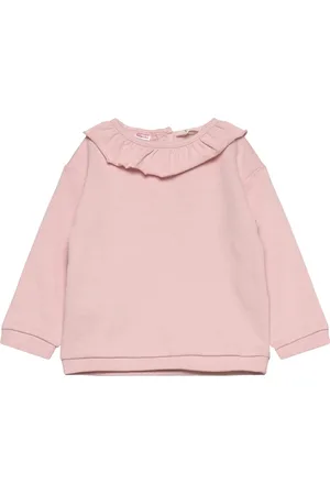 MANGO Ruffle Cotton Sweatshirt Pink