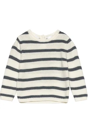 MANGO Knit Striped Sweater White