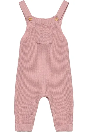 MANGO Cotton Knit Dungarees Pink