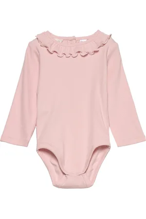 MANGO Ruffle Ribbed Bodysuit Pink