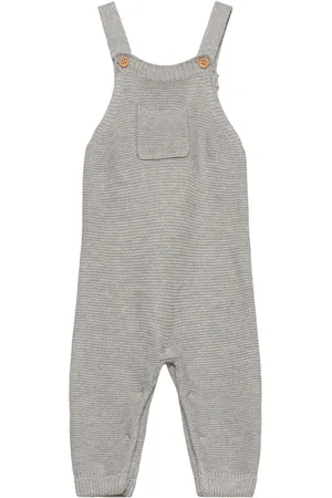 MANGO Cotton Knit Dungarees Grey